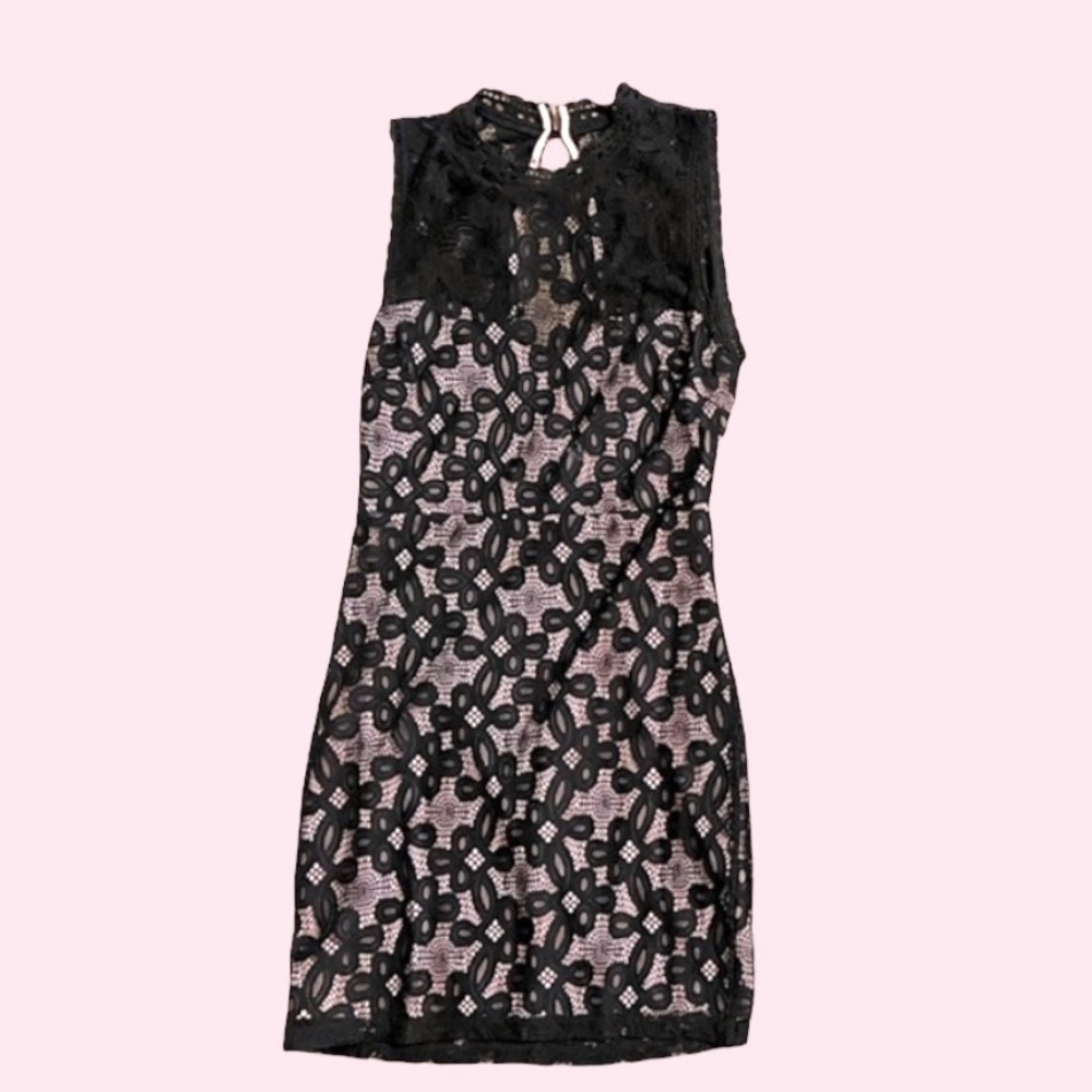 Black lace mini dress
